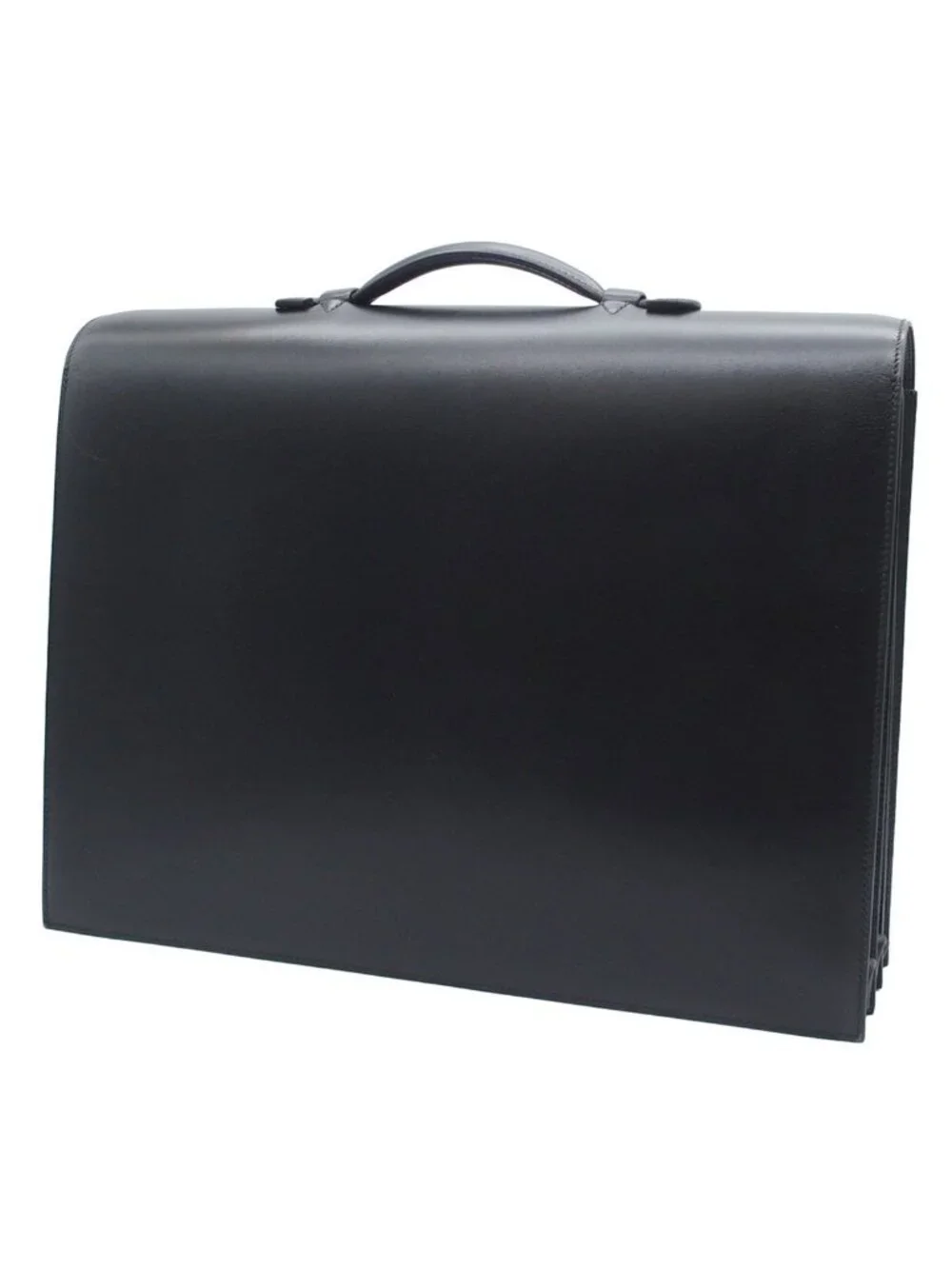 Hermes Sac a Depeches 41 Black Silver Box Calf Briefcase Business